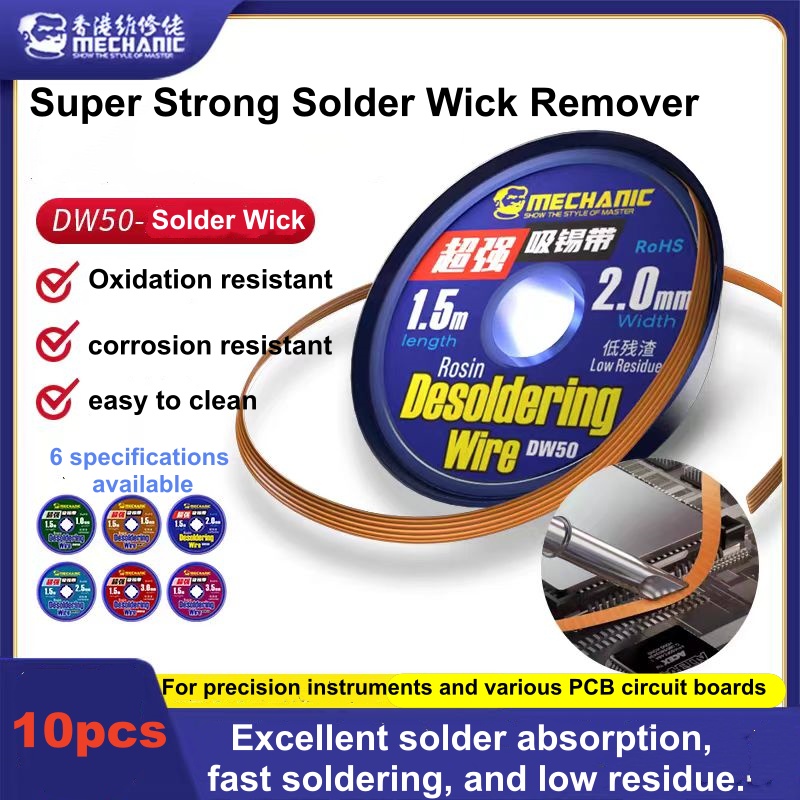 Solder Wick Braid - 10 adet Yüksek Saflıkta Bakır Lehim